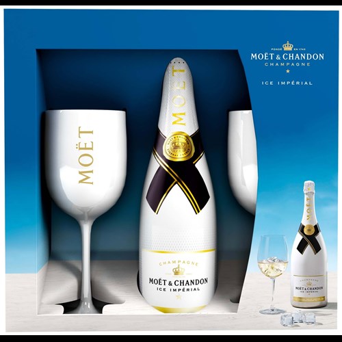 Moet & Chandon White Ice Imperial NV 75cl And 2 Glasses Pack - Next Day Delivery